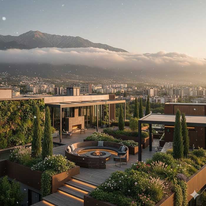 لنداسکیپ و محوطه سازی در ولنجک؛ مهندسی سبز در بام تهران